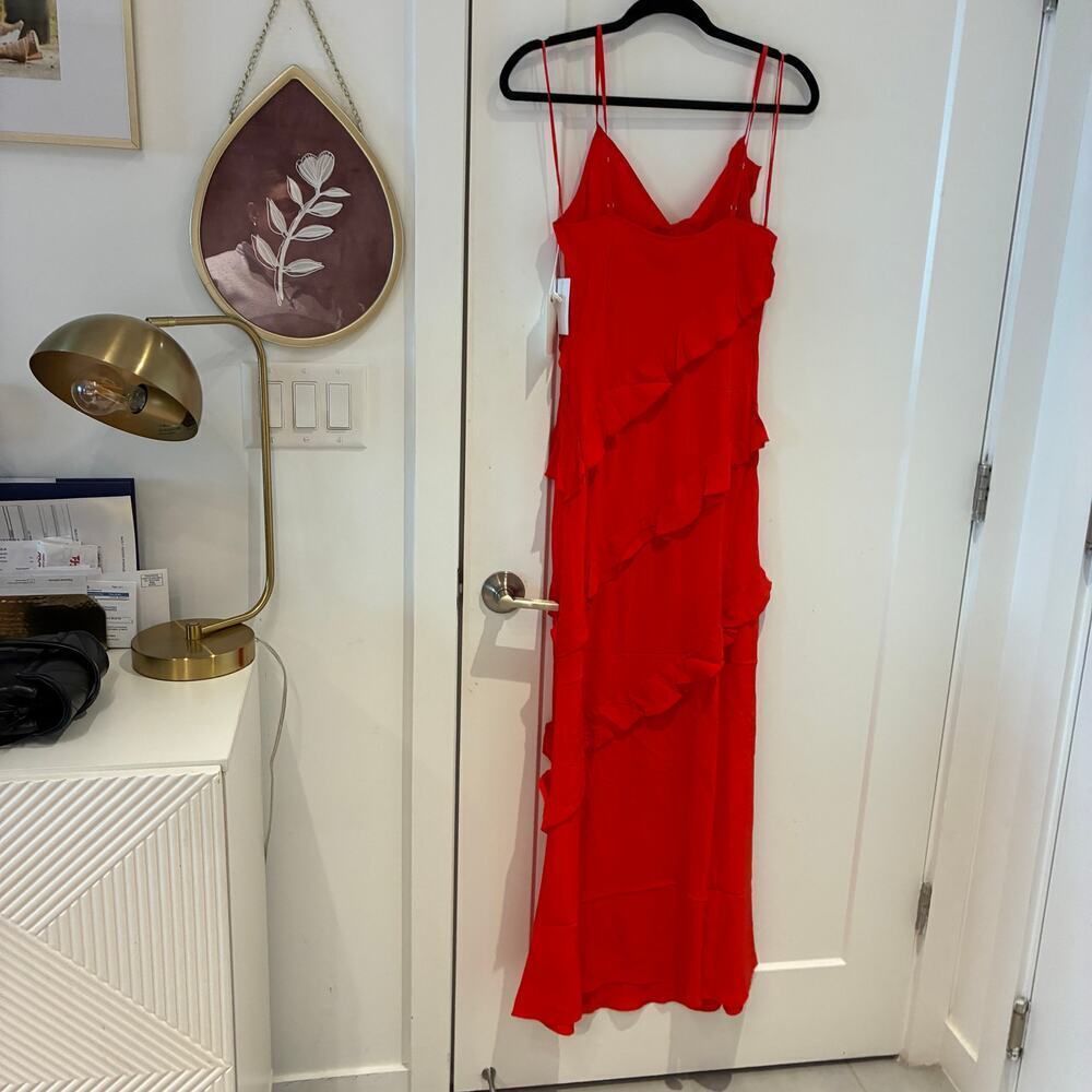 NEW Good American Red Bias Cut Midi Dress Sz Medium - Picture 4 of 12